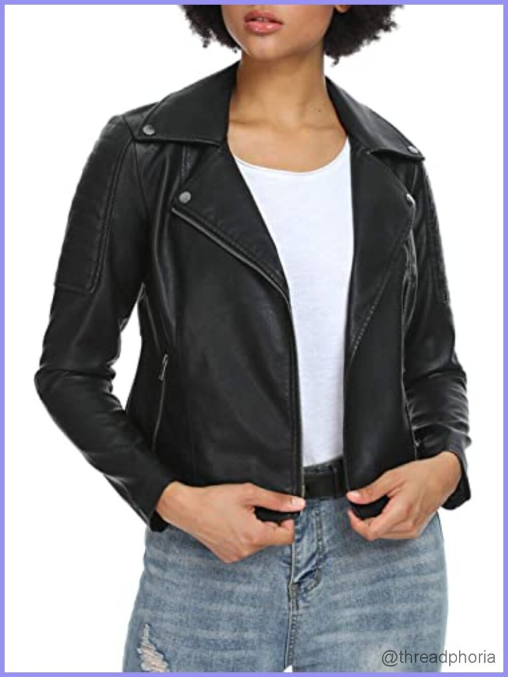Faux Leather Moto Biker Jacket Zip Up Short Fitted Slim Coat
